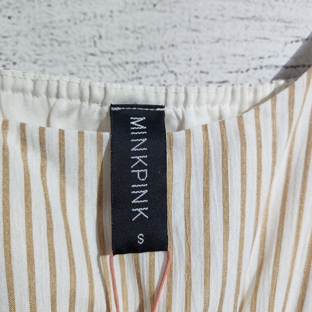 MINKPINK Cream Striped Dress, NWT Size S - Picture 6 of 10